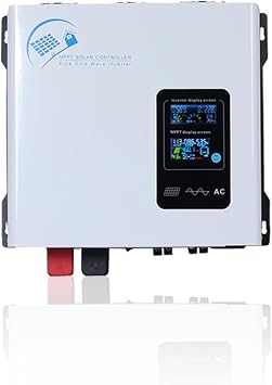 Hybrid Solar Inverter, 1300W DC 12V 24V 48V to AC 120V/240V AC Pure Sine Wave Power Converter, with LCD Display, 30A MPPT Charge Controller for Home RV Off-Grid,12v to 110v
