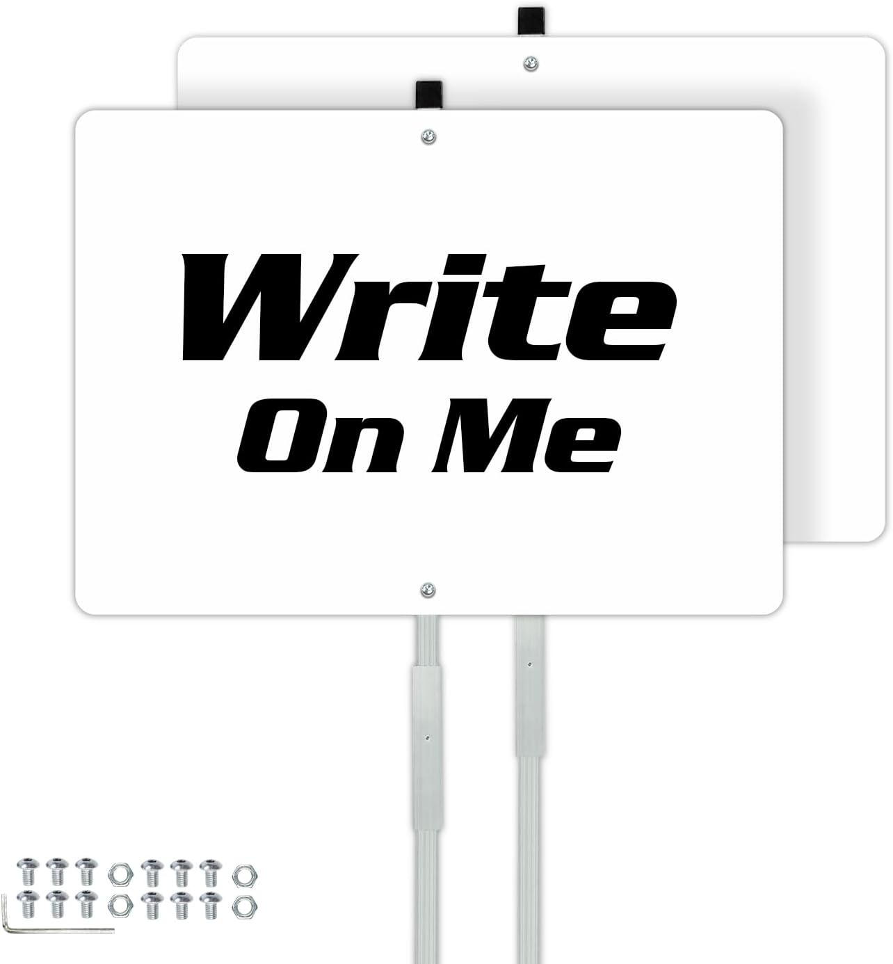 Faittoo Blank Metal Sign with 42" Stake, 2-Pack 14 x 10 Inches Rust Free Aluminum, UV Protected, Waterproof, Weather Resistant, Durable Ink, Includes Matching Screws & Wren, Easy to Mount