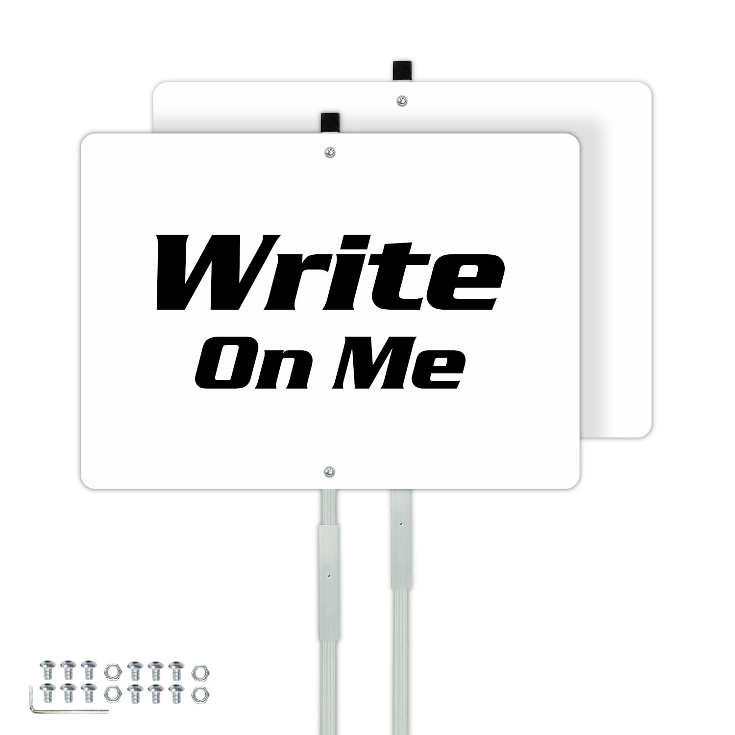 Faittoo Blank Metal Sign with 42" Stake, 2-Pack 14 x 10 Inches Rust Free Aluminum, UV Protected, Waterproof, Weather Resistant, Durable Ink, Includes Matching Screws & Wren, Easy to Mount