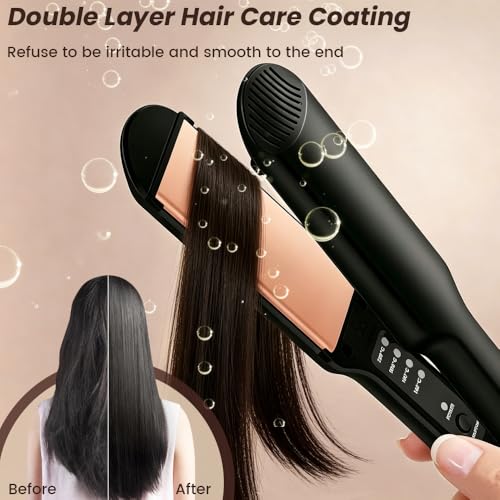 Plancha para el cabello cerámica portátil de doble voltaje, calentamiento rápido en 10 s, regulación de 4 niveles, plancha alisadora y rizadora 2 en 1 miniatura 4