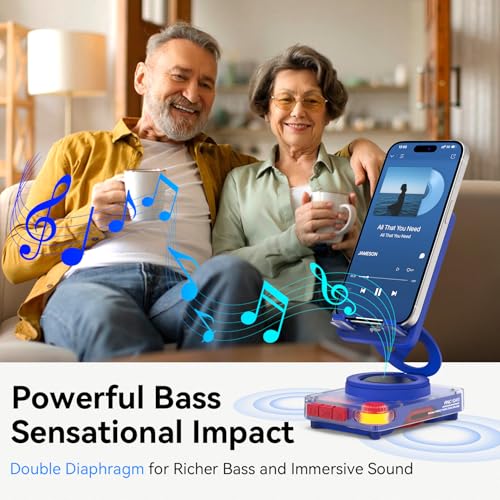 Image of ANCwear Bluetooth Speaker Phone Stand for Desk, Adjustable Holder | Bluetooth 5.4 audio stand with TF card slot for music and hands-free viewing in the kitchen, bedroom, office or travel