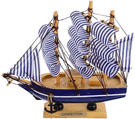 Milisten 1Pc Wooden Sailing Ship Model Decor, Handmade Vintage Nautical Sail Ship, Mediterranean Style Boat Model for Chritsmas Party Tabletop Ornament, Ocean Theme and Home Decor