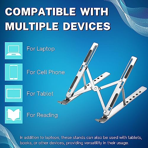 Image of Laptop Stand for Desk, Adjustable Laptop Riser with Storage Bag, Non-Slip Silicone Pads, 6 Eye Levels, 10 inch to 15.6 inch, Aluminum MacBook Stand, Foldable Laptop Holder