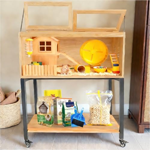 Wooden Hamster Cage with Storage Shelf