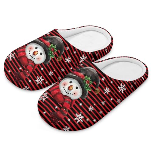 Christmas Theme Soft Plush Cozy House Slippers for Women Men Slip-on Flannel Slippers