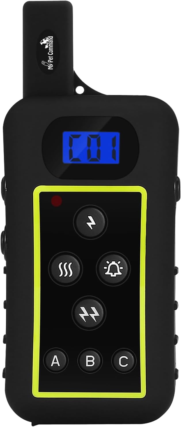 My Pet Command 1.25 Mile (6600Ft) Long Range Dog Training Collar Safe Shock with Remote Shock,Vibrate,Tone Flashing Beacon Lights Waterproof Rechargeable Hunting add Up to 3 Collars 1 Collar Kit