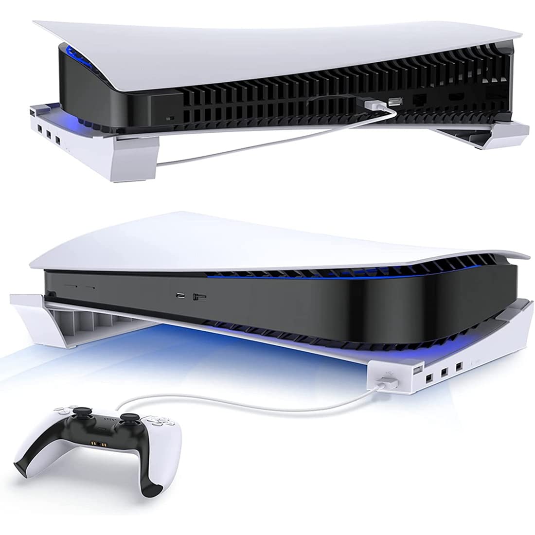 Supporto per console da gioco USB, supporto orizzontale per 4 dischi ed edizioni digitali, soluzione di archiviazione multifunzionale per PlayStation e Xbox
