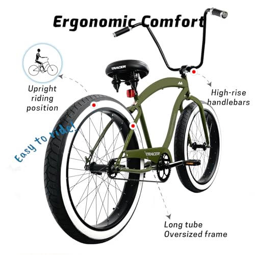 Bicicleta Tracer Avalon Playera Verde de 26 pulgadas, 1 velocidad, para adultos miniatura 5