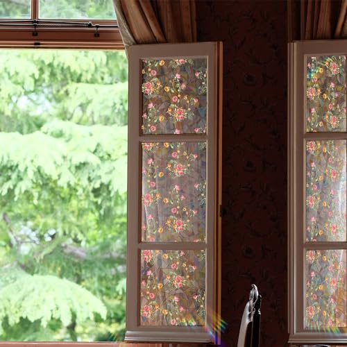 WBQMUNY Rainbow Window Privacy Film,Iridescent Window Film,Static Cling Sticker,Suncatcher Window Cover 17.7" x 43.3"