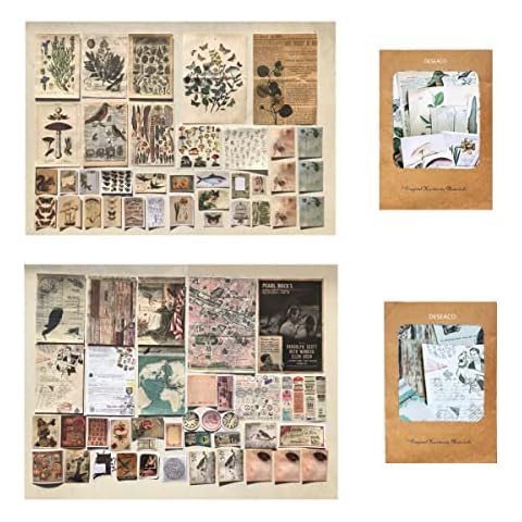 DESEACO Historical and Botany Bundle - Journaling Supplies Cottagecore Stickers Embellishments Collage Wall Kit with Art Poster Collection Vintage Scrapbook Paper Poster Packs for Room Aesthetic Cover
