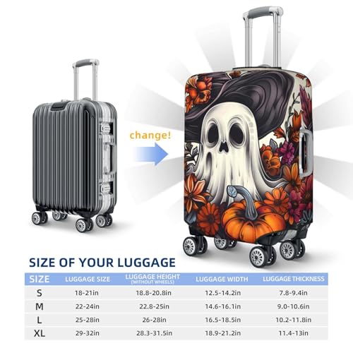 Halloween Pumpkin Flower Ghost Travel Luggage Covers - Elasticity Suitcase Covers Protector for Luggage 18-32 Inch2