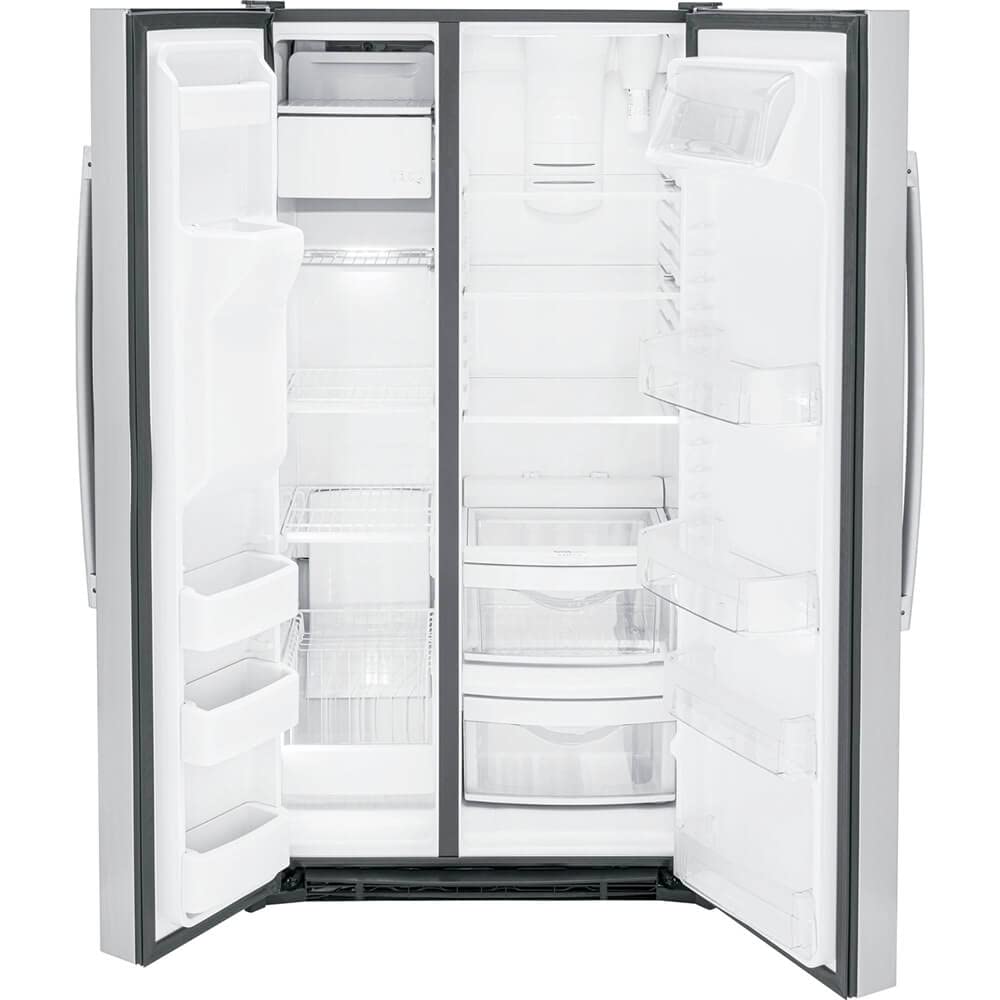 GE 25.3 cu. ft. Side by Side Refrigerator in Fingerprint Resistant Stainless Steel, Standard Depth on Fridge.com