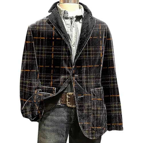 Chaqueta de traje de Navidad con pana de abrigo cómodo y botones retro 3