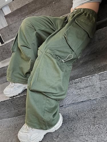 Image of Girls Cargo Pants Wide-Leg Straight Streetwear, 6-14 Years