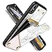 LAMEEKU Wallet Case for iPhone Xs Max 6.5'', Shockproof Phone Granite Case with Credit Card Holder Slot Money Pocket, Protective Bumper Cover Compatible with iPhone Xs Max - White & Pink Marble