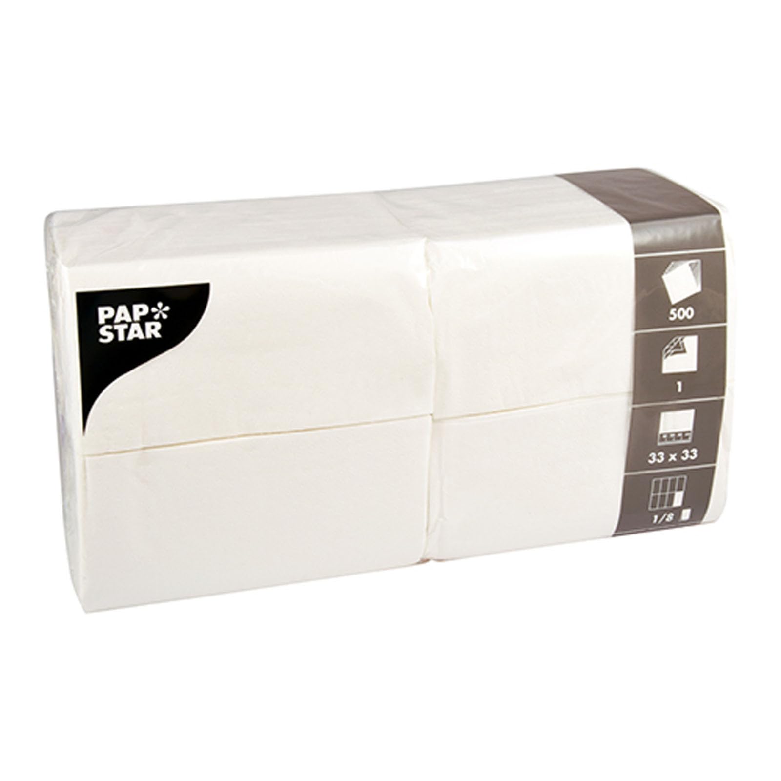 1 cartón Papstar=10 x 500 servilletas, 1-capa 1/8-para el 33 cm x 33 cm blanco 16109