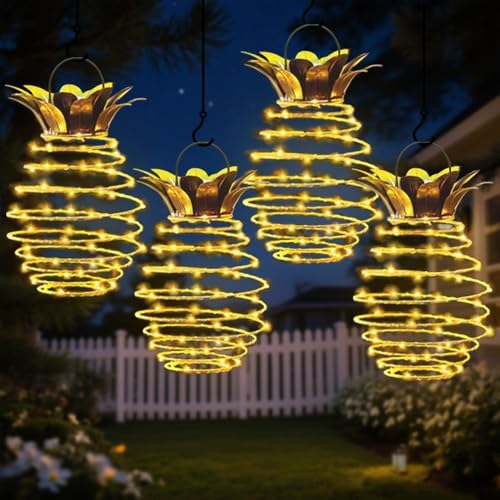 4 Pack Outdoor Solar Hanging Lantern Lights - 60LED Waterproof...