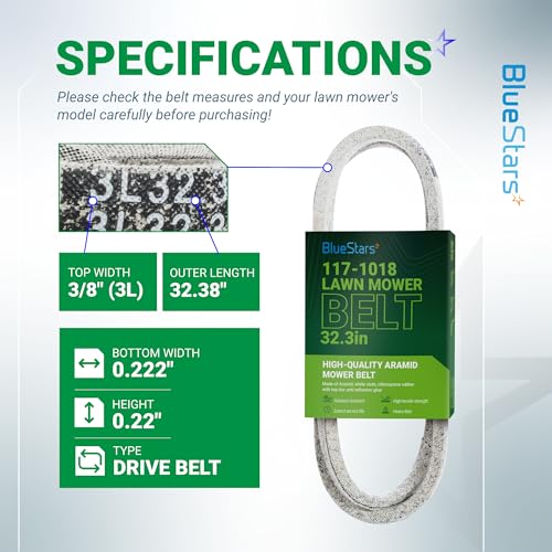 Image of BlueStars 117-1018 Drive Belt | Aramid Cord | 3 /8 inch x 32.3 inch