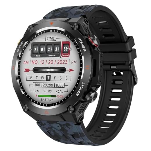 findtime GPS Smartwatch mit Kompass, Telefonfunktion, Höhenmesser, Barometer Fitnessuhr für Bergsteiger Laufen Wandern Militär Sportuhr für iOS Android