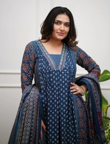 Image of KLOSIA Women Printed Anarkali Kurta and Pant Set with Dupatta