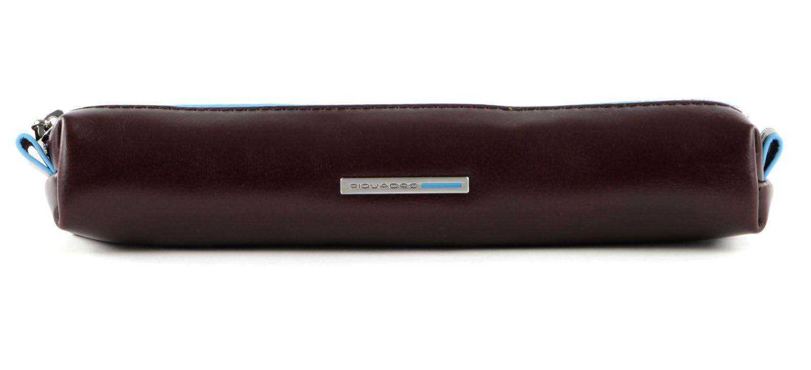 PIQUADRO - Astuccio Portapenne in Pelle Blue Square - Unisex - Mogano | Salvaspazio, Foderato, Interno protetto, Ufficio e studio, Scrittura