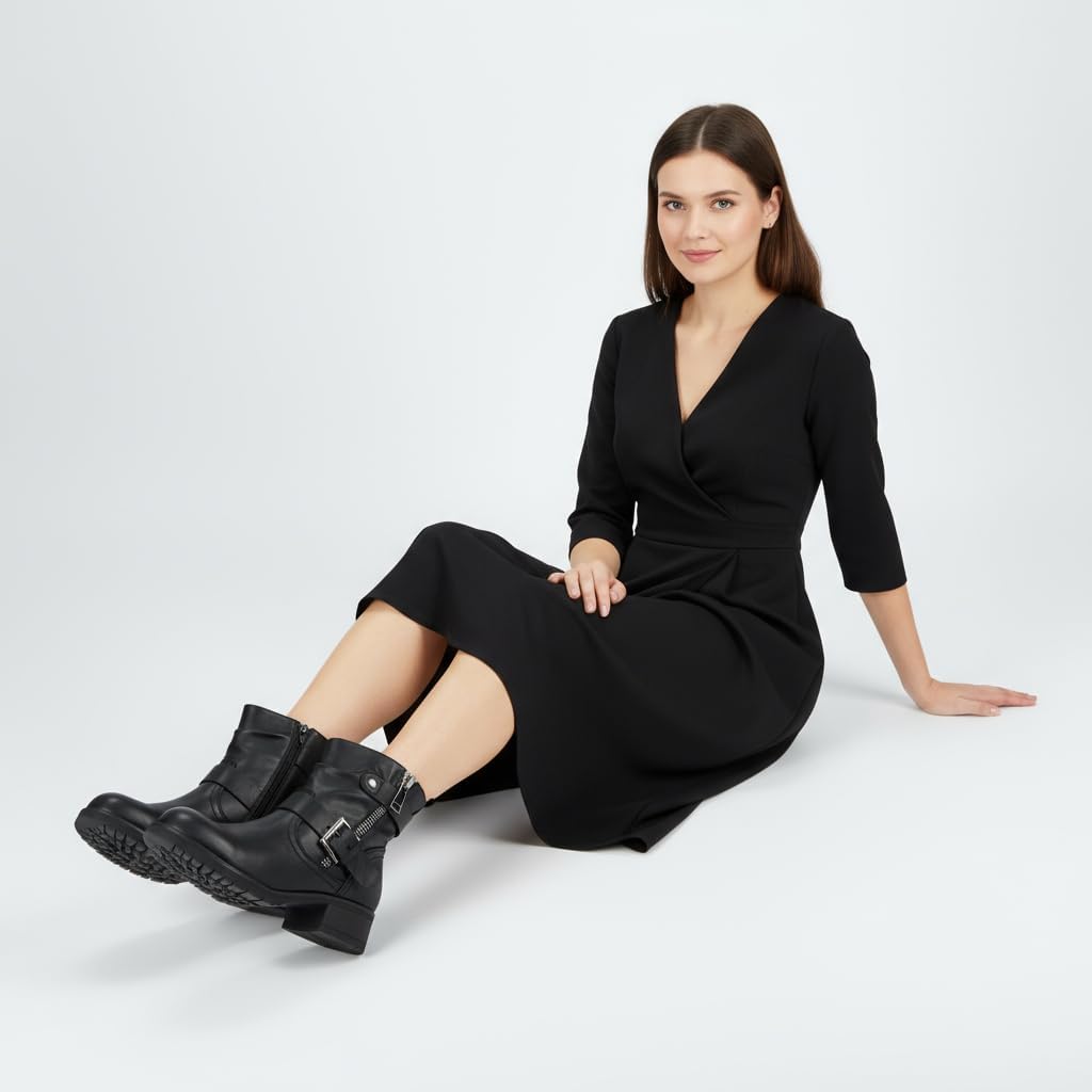 Dunes Max Motorcycle Womens Ankle Boots – Comfortable Booties for Women with Zipper & Buckle, Combat Boots Style, Memory Foam, Wide Width Options - Image 2