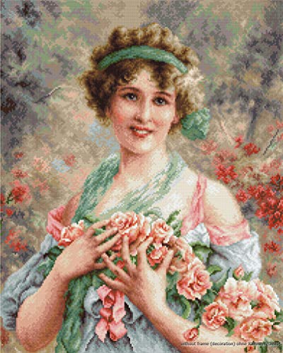 Lucas Junge Frau mit Rosen Kit Punto Croce