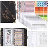 Budget Ordner, A6 Ringbuch Budget Budgetplaner Umschlagmethode Geld Organizer Sparbuch Cash Stuffing mit 13 Geldumschläge für Budgetierung 12 Budgetbogen 81 Etiketten 1 Kalender 1 Herrscher(Schwarz)