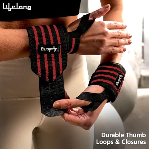 Image of Lifelong Wrist Supporter for Gym /Workout | Adjustable Wrist Band w /Thumb Loop & Velcro Strap for Stability, Injury Prevention, Strength Training | Wrist Strap for Gym | Gym Accessories for Men & Women