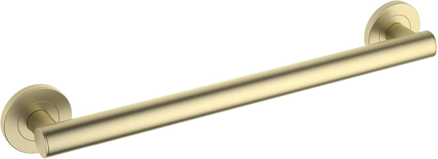 KIBI 18 Inch Stainless Steel Bathroom Safety Grab Bar | Straight Shaped Grab Bar for Bathtubs and Showers, Bathroom Grab Bars for Seniors, Wall Mounted Anti-Slip Support - Brushed Gold (KGB1118)