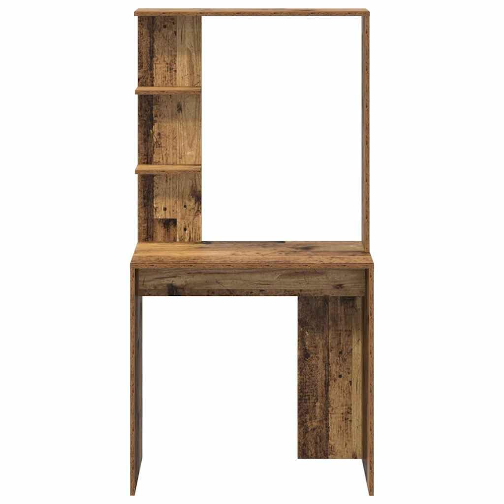 Escritorio de madera recuperada 78,5 x 37 x 154,5 cm con placa de madera para la oficina en casa y el estudio