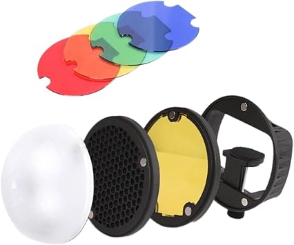 Flashing Diffuser Kit with Dome, Honeycomb Grids, Color Gels for DSLR