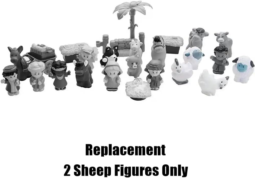 Mattel Replacement Parts for Little-People Christmas Nativity Playset - Replacement 2 Sheep Figures ~ Works with FPT07, DPX53, J2404 and Many Other Sets