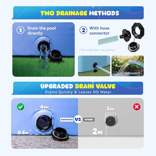 Image of COMMOUDS Foldable Dog Pool, Collapsible Hard Plastic Dog Kiddie Swimming Pool, Portable Pet Bath Tub Wading Pools for Kids and Puppy Small Medium Large Dogs(79inch.D x 16inch.H)