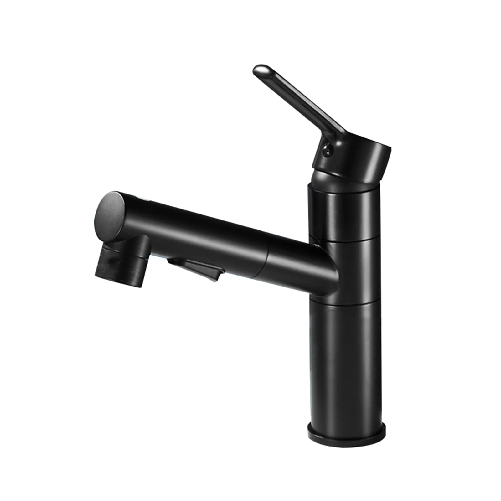 Mitigeur de lavabo de salle de bain noir rond au design épuré