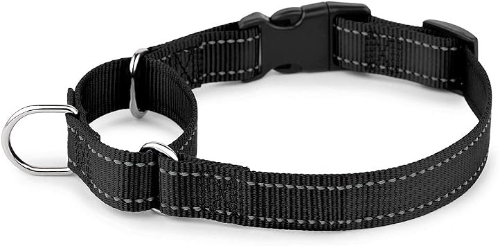 PLUTUS PET Reflective Martingale Collar with Quick Snap Buckle,No Pull Dog Choker Collar for Small Medium Large Dogs,S,Black