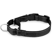 PLUTUS PET Reflective Martingale Collar with Quick Snap Buckle,No Pull Dog Choker Collar for Small Medium Large Dogs,XS,Black