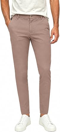 Plaid&Plain Mens Stretchy Skinny Fit Chino Pants Slim Tapered Khaki Pants