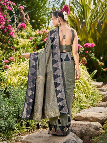 MANOHARI grey banarasi silk saree – image 3