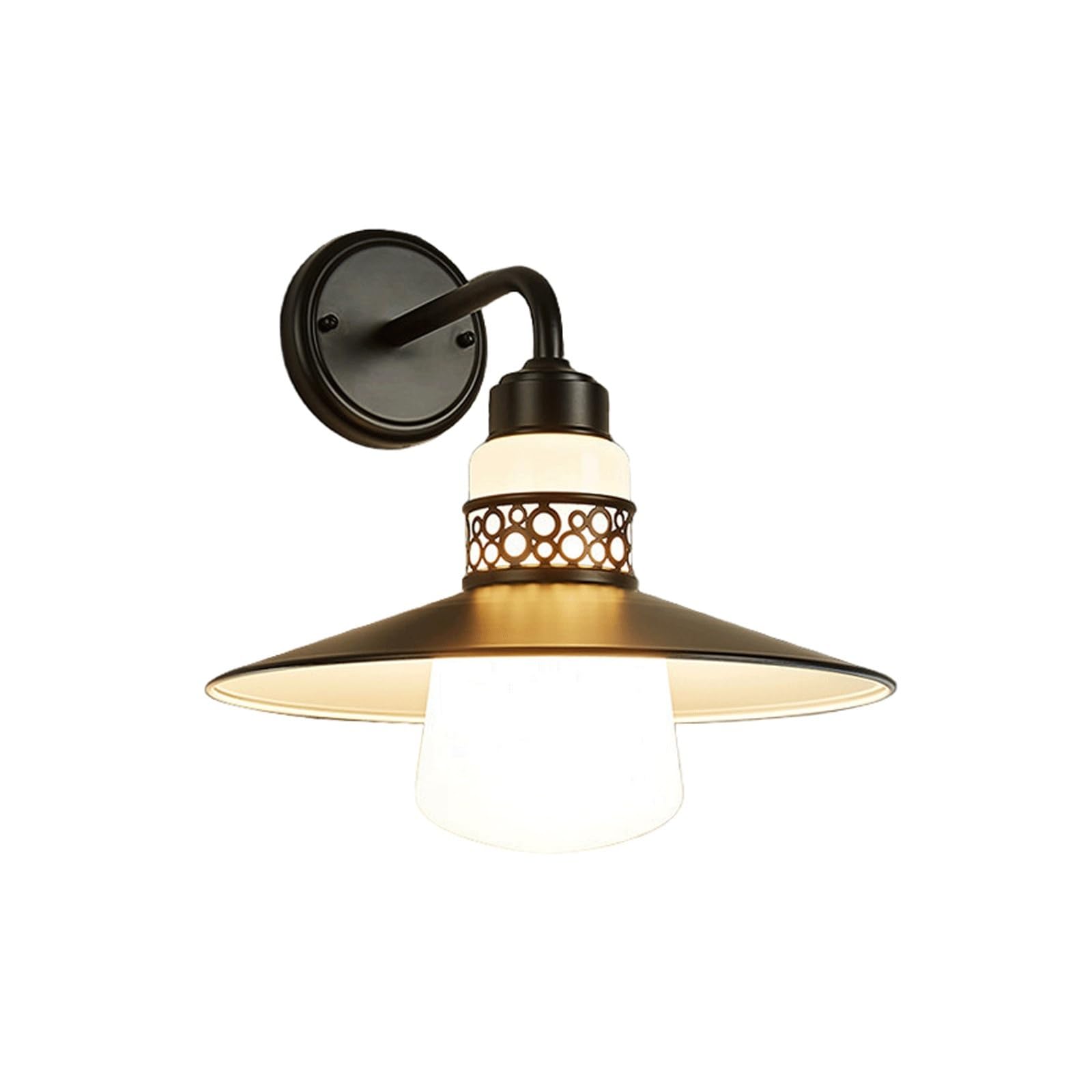 OZBMA Black Outdoor Wall Sconce, Industrial Gooseneck Exterior Lantern with White Glass Shade, Barn Lamp for Porch, Patio, Garage, Garden, Entryway, Deck, Yard Gate Cottage(Small) (size_name Large)