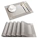 Borlan Vinyl Grey Placemats Heat Resistant Dining Table Mats Non-slip Washable Place Mats Set of 6(Grey)