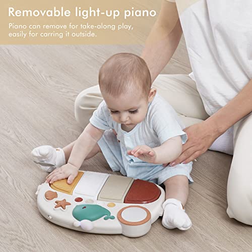 ANGELBLISS Baby Play Gym Mat, Kick & Play Tummy Time Baby Activity Gym & Play Mat with 5 Toys, 1 Detachable Piano, Tent Cover & Pillow, Boy & Girl Gifts for Newborn to Toddler - Thumbnail 4