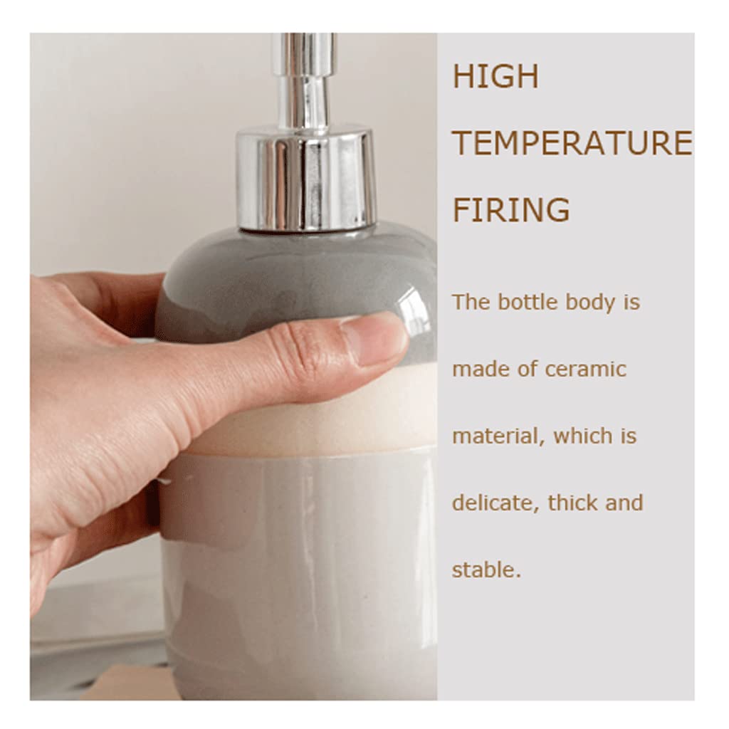 Dispenser di Sapone in Ceramica - Processo di Giunzione Smaltata Stile Nordico Dispenser di Sapone Liquido per Le Mani Ricaricabile per Bagno e Cucina Flacone c