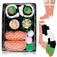 BAIFULAI 3 Pares de Calcetines Divertidos en Forma de Sushi,