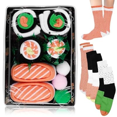 BAIFULAI 3 Pares de Calcetines Divertidos en Forma de Sushi, Calcetines Coloridos Japoneses para Hombre y Mujer, Locos Regalos | Ya disponible en tu tienda friki favorita! En mundofriki.es!