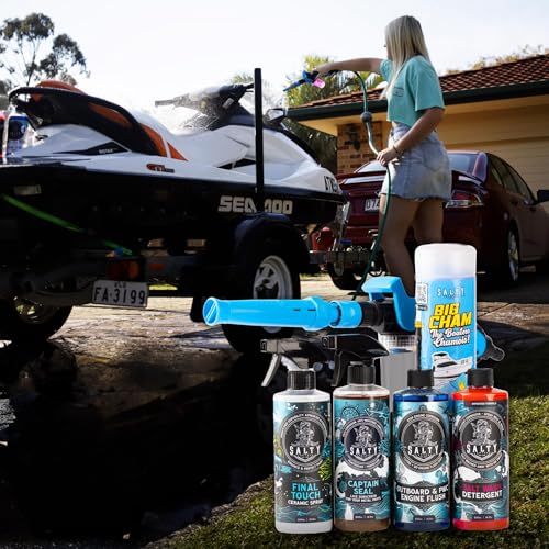 Salty Captain PWC Jet Ski Cleaning Kit - Complete Care Bundle for Jetski | Salt Wash Detergent Soap, Boat & Jet Ski Motor Flush Cleans & Preserves Engines from Salt & Saltwater Corrosion - Thumbnail 6