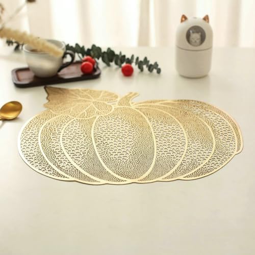 Set de table citrouille en PVC or lot de 8 lavable Daesar 42x40cm