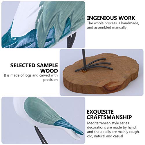 Estatuas de madera de gaviota, set de 2 piezas miniatura 6