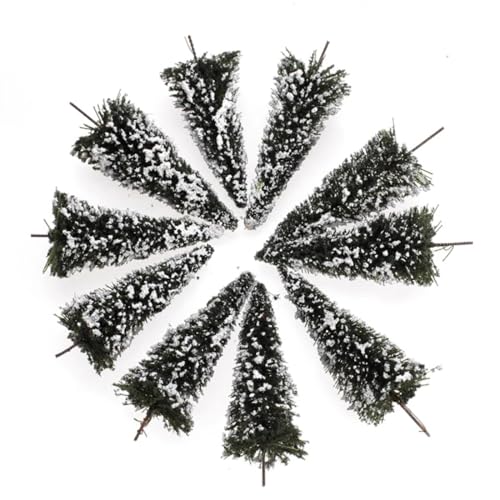 ESHDGFYB Kit de Diorama, 10 Piezas de pinos en Miniatura, árboles nevados Blancos, Bosque Invernal, maqueta de Trenes, Paisaje, Diorama, Escala OO(Style B,6cm)