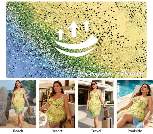 Plus Size Swimsuit Cover Up for Women, Strap Beach Sarong Wrap Dress,0XL — view 5